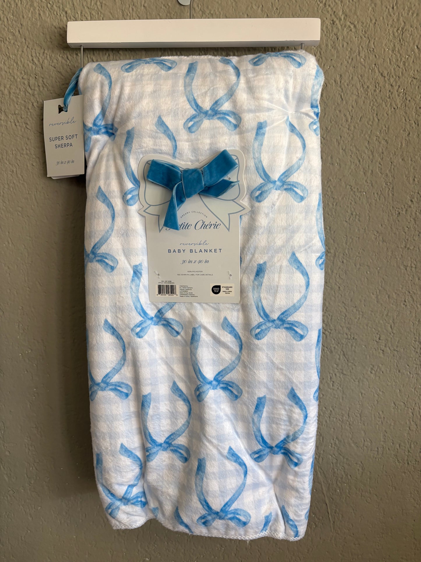 Baby Blue Bow Blanket