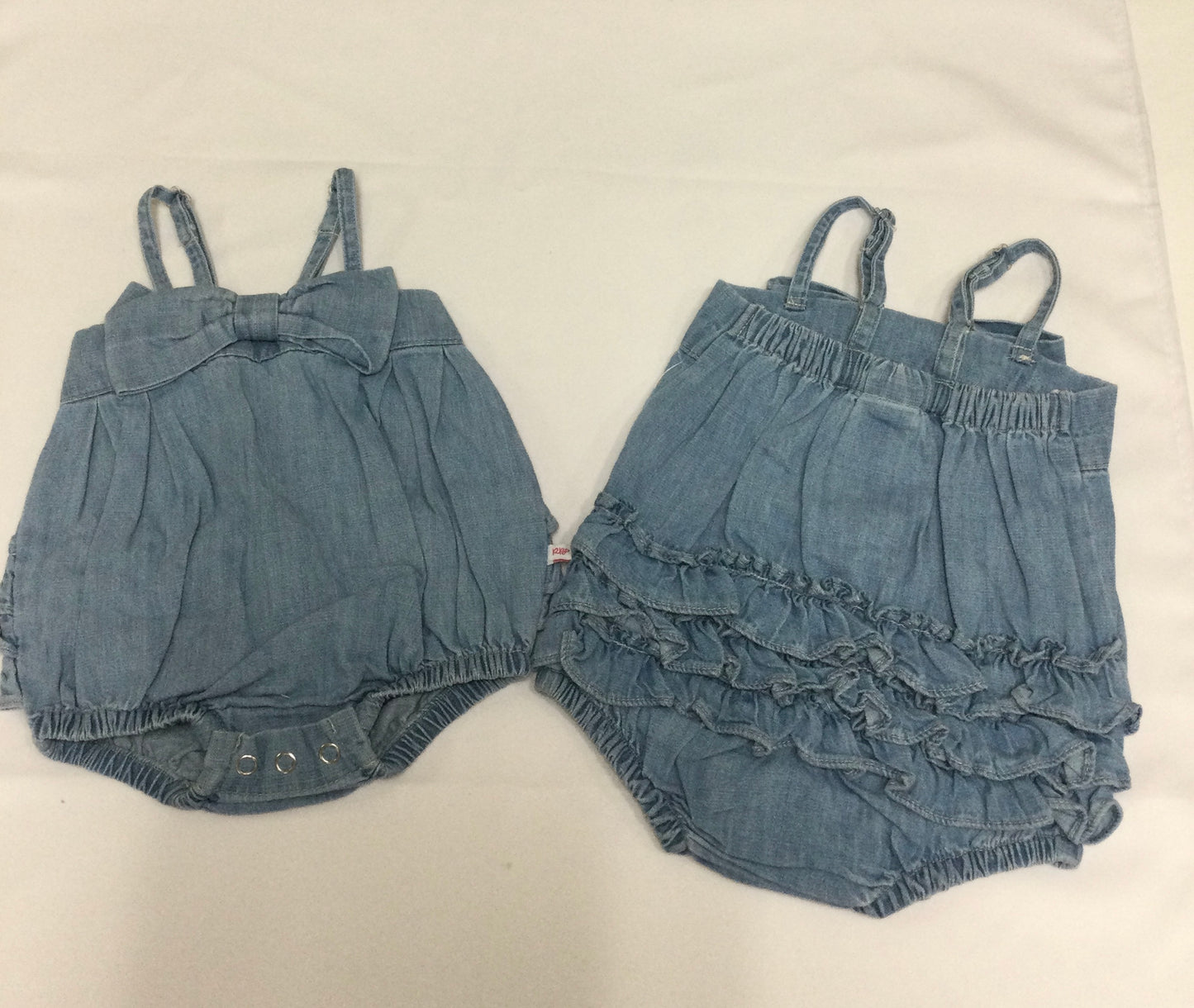 Denim Bow Ruffle Romper
