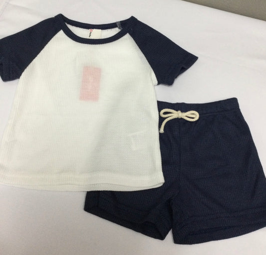 Navy Raglan Tee & Shorts set