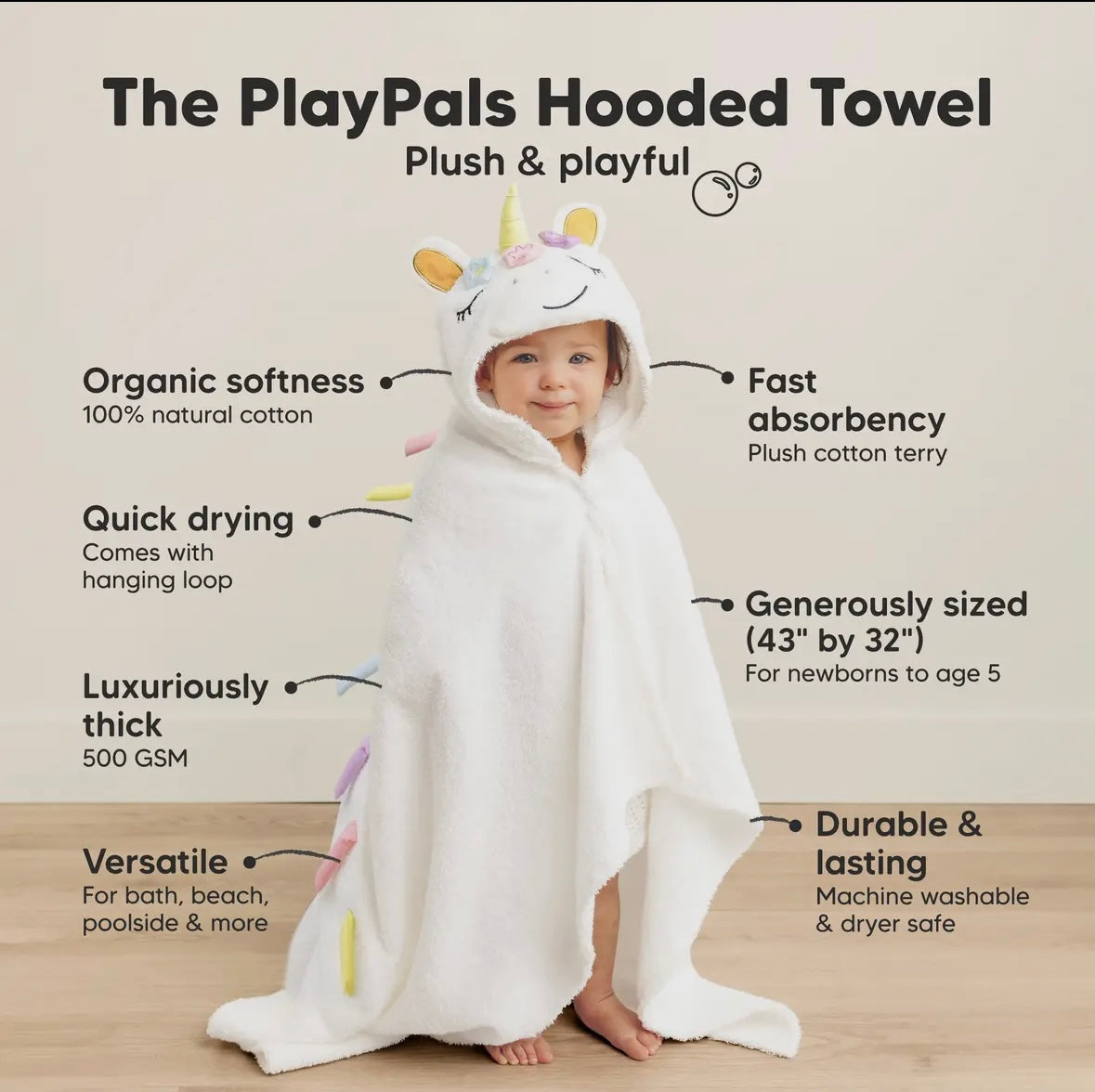 Play Pals Baby Hooded Towel