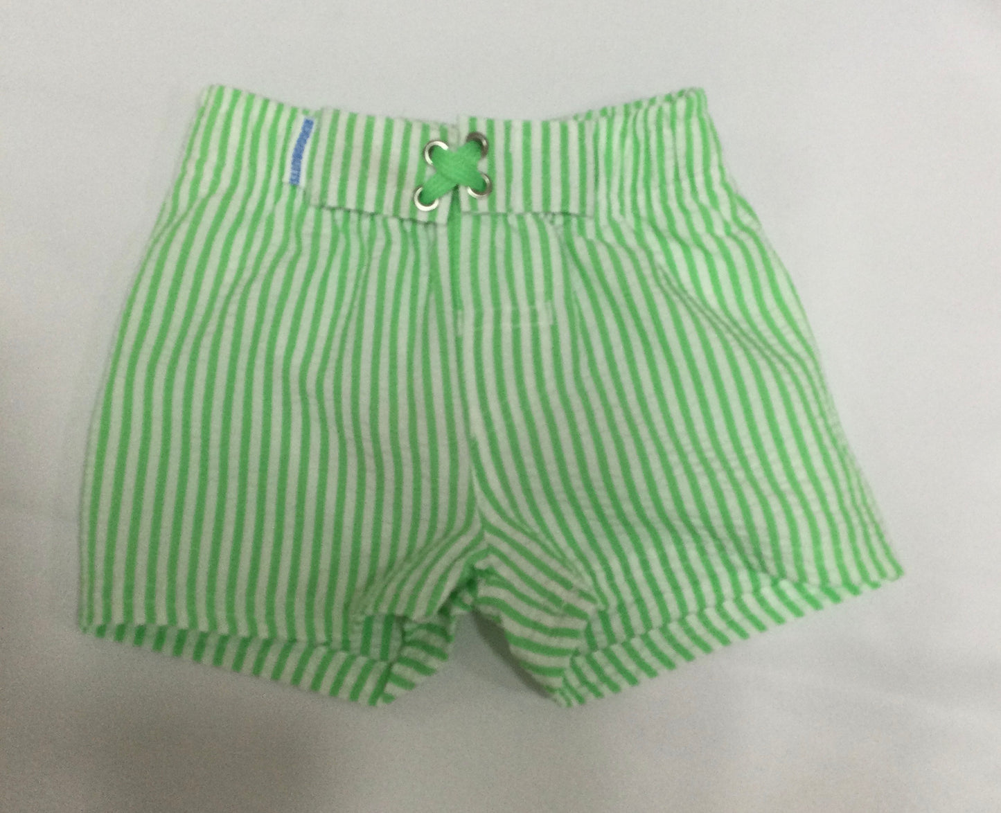 Boys Spring Green Striped Swim Trunks