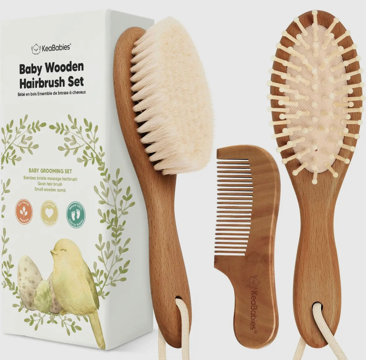 Wooden Baby Hair Brush and Comb Set